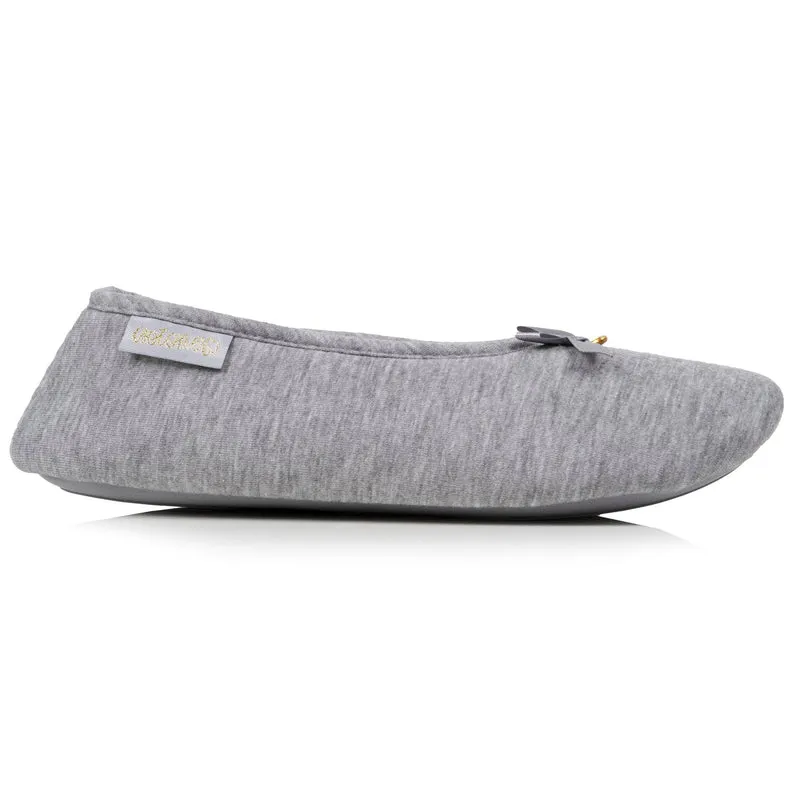 Chaussons ballerines Femme Gris nœud satiné