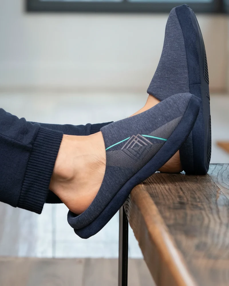 Chaussons mules Homme Marine chiné diamant