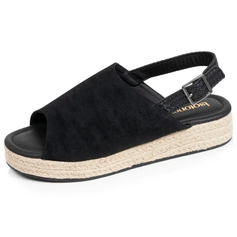 Sandales Femme semelle plateforme corde Noir
