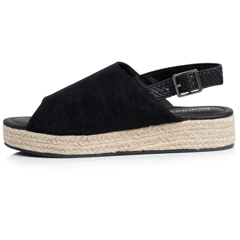 Sandales Femme semelle plateforme corde Noir