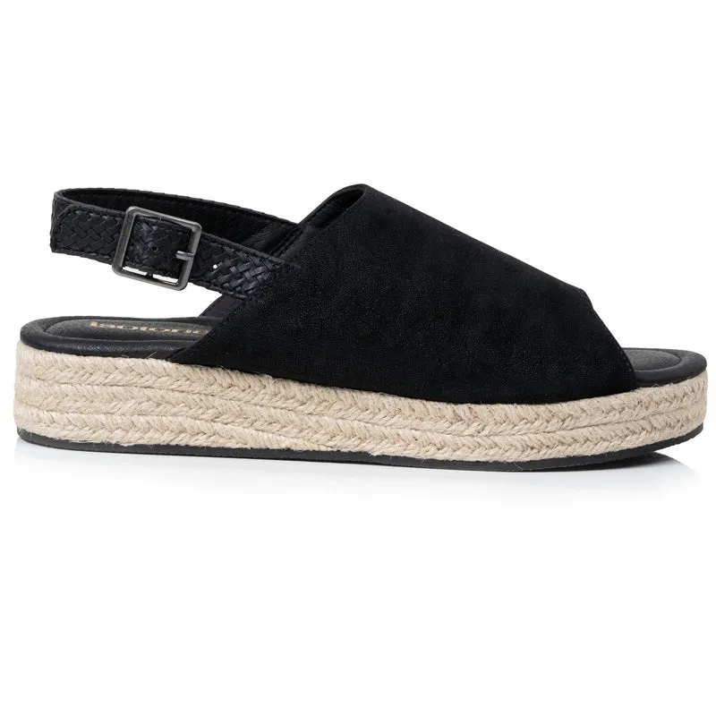 Sandales Femme semelle plateforme corde Noir
