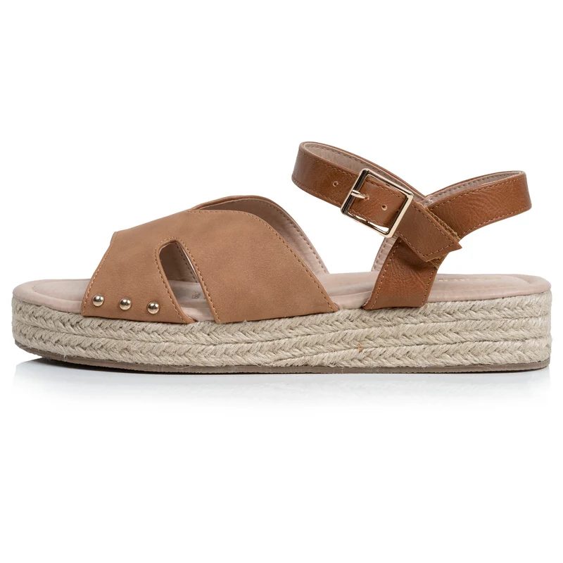 Sandales Femme semelle plateforme corde Camel