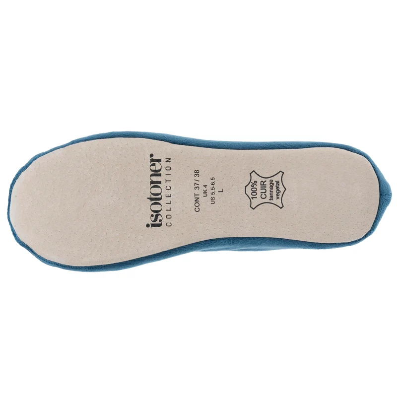 Chaussons ballerines Femme Grand Nœud Bleu fleurs