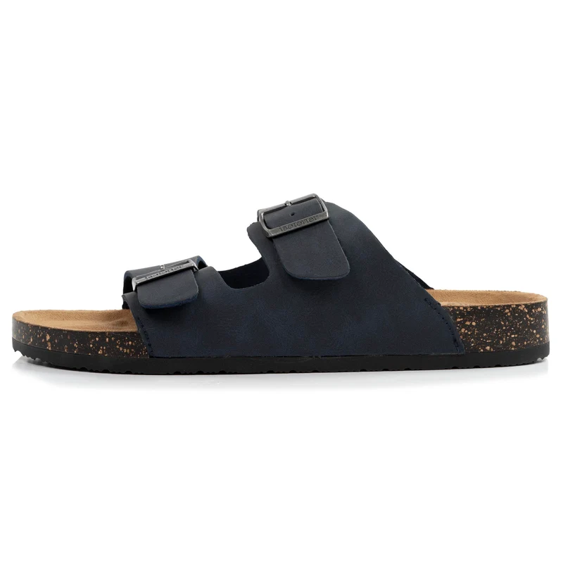 Mules sandales Homme double bride Marine