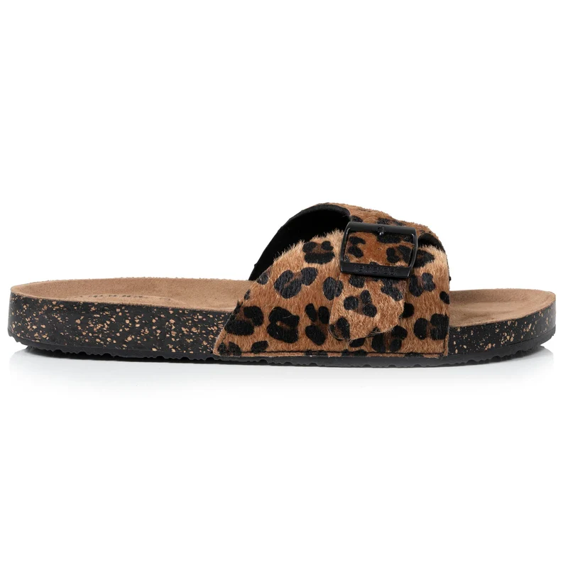 Mules Sandales Femme simple bride Léopard