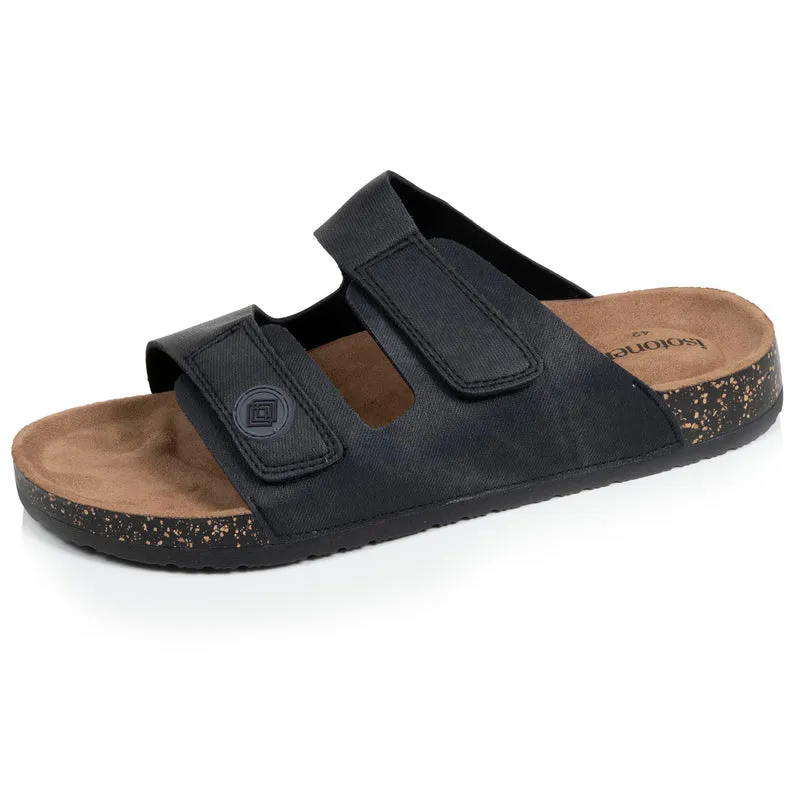 Mules sandales Homme double bride scratch Noir
