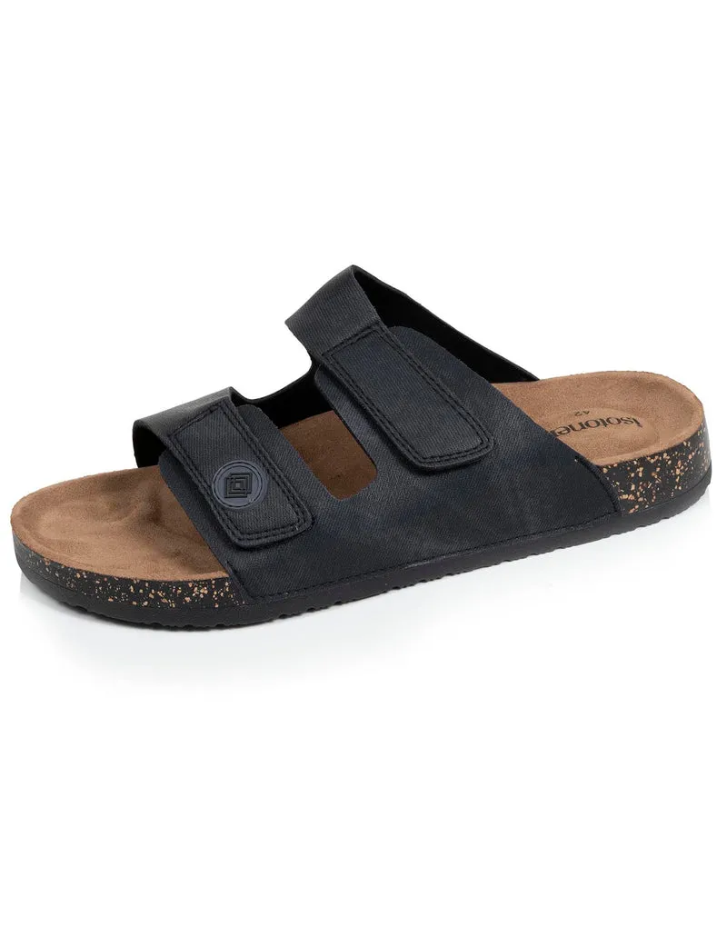 Mules sandales Homme double bride scratch Noir