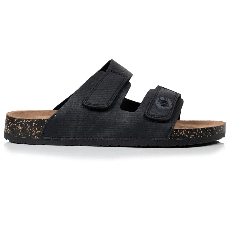 Mules sandales Homme double bride scratch Noir