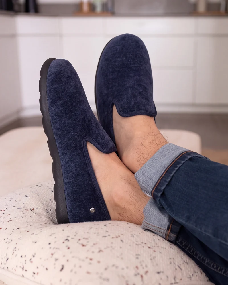 Chaussons charentaises Homme Marine chiné