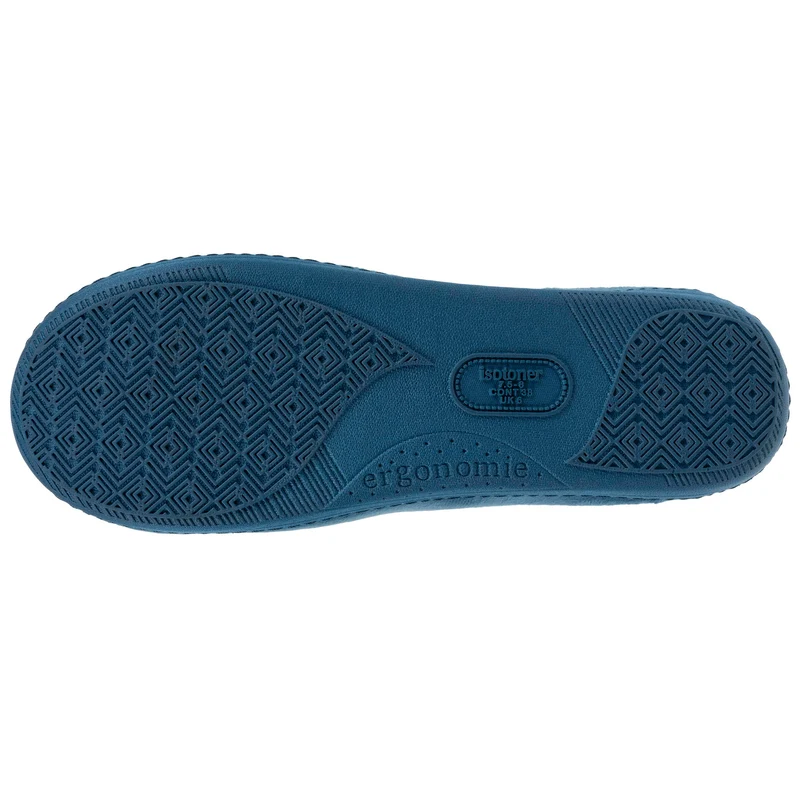 Chaussons mules Femme Bleu canard fleurs
