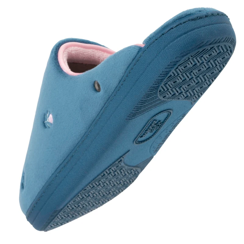 Chaussons mules Femme Bleu canard fleurs