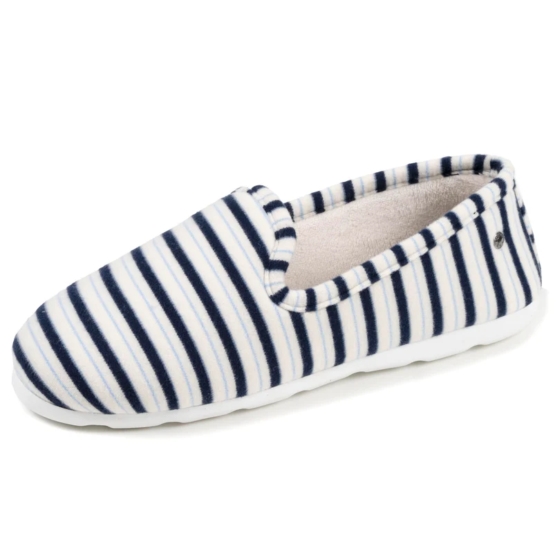 Chaussons charentaises Femme Rayures bleues