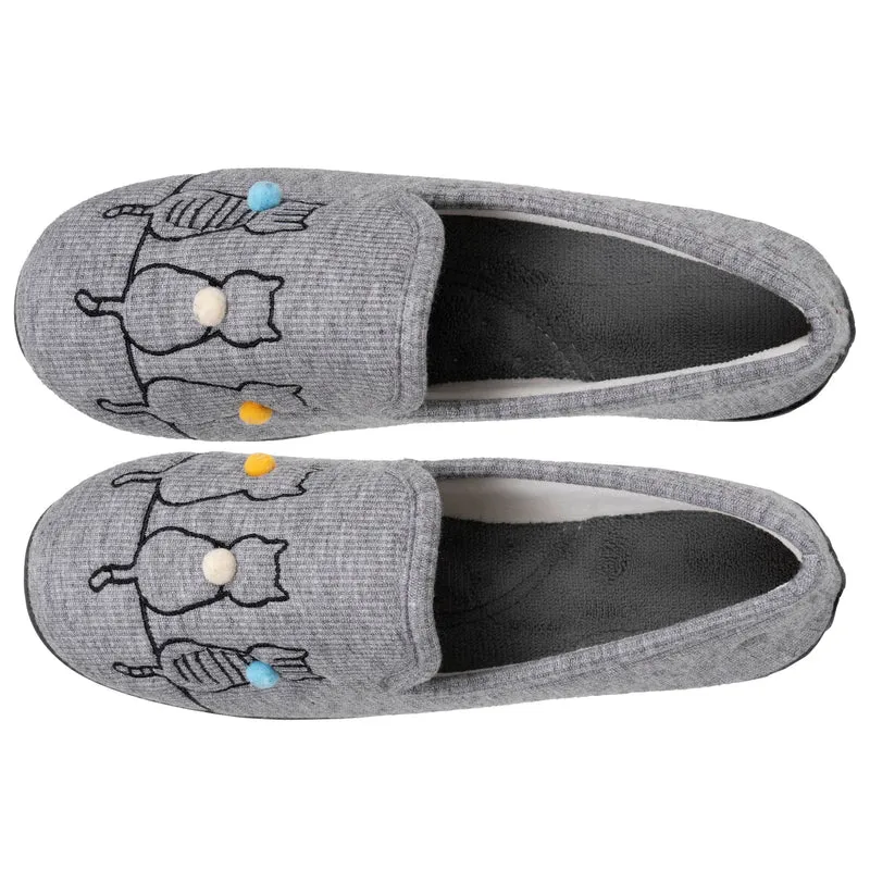Chaussons charentaises Femme Chat Gris irisé