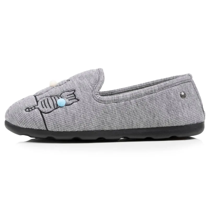 Chaussons charentaises Femme Chat Gris irisé