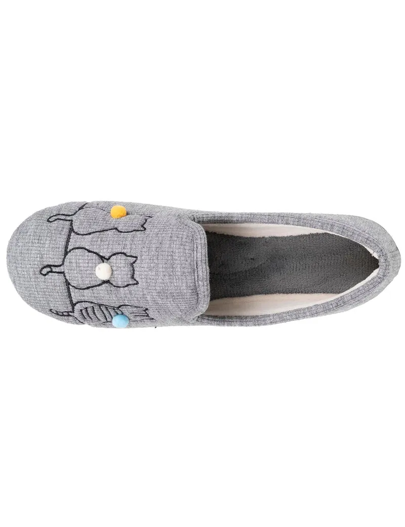 Chaussons charentaises Femme Chat Gris irisé