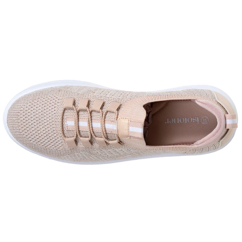 Baskets Femme slip-on talon plateforme Beige
