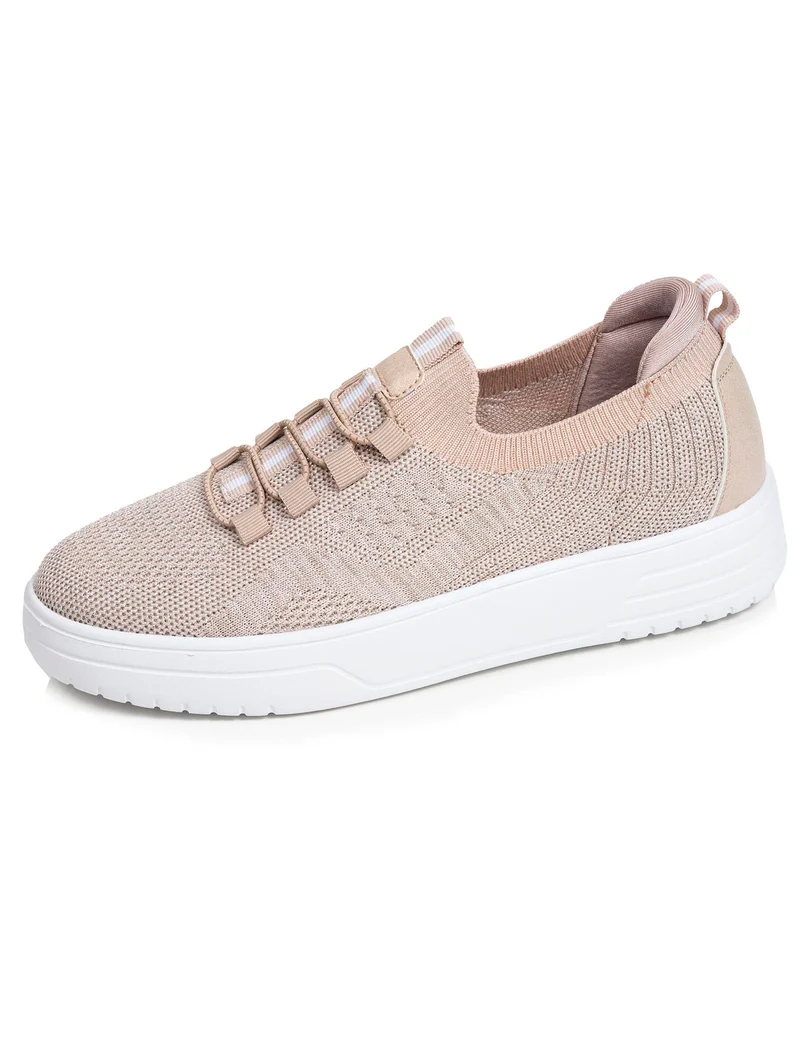 Baskets Femme slip-on talon plateforme Beige