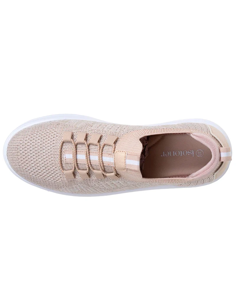 Baskets Femme slip-on talon plateforme Beige