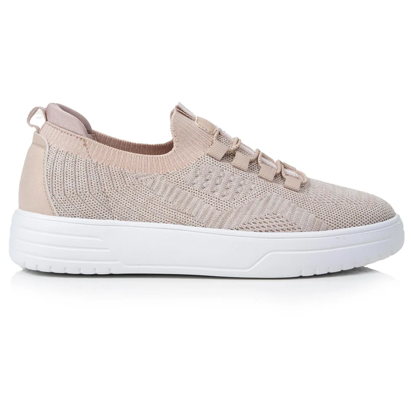 Baskets Femme slip-on talon plateforme Beige