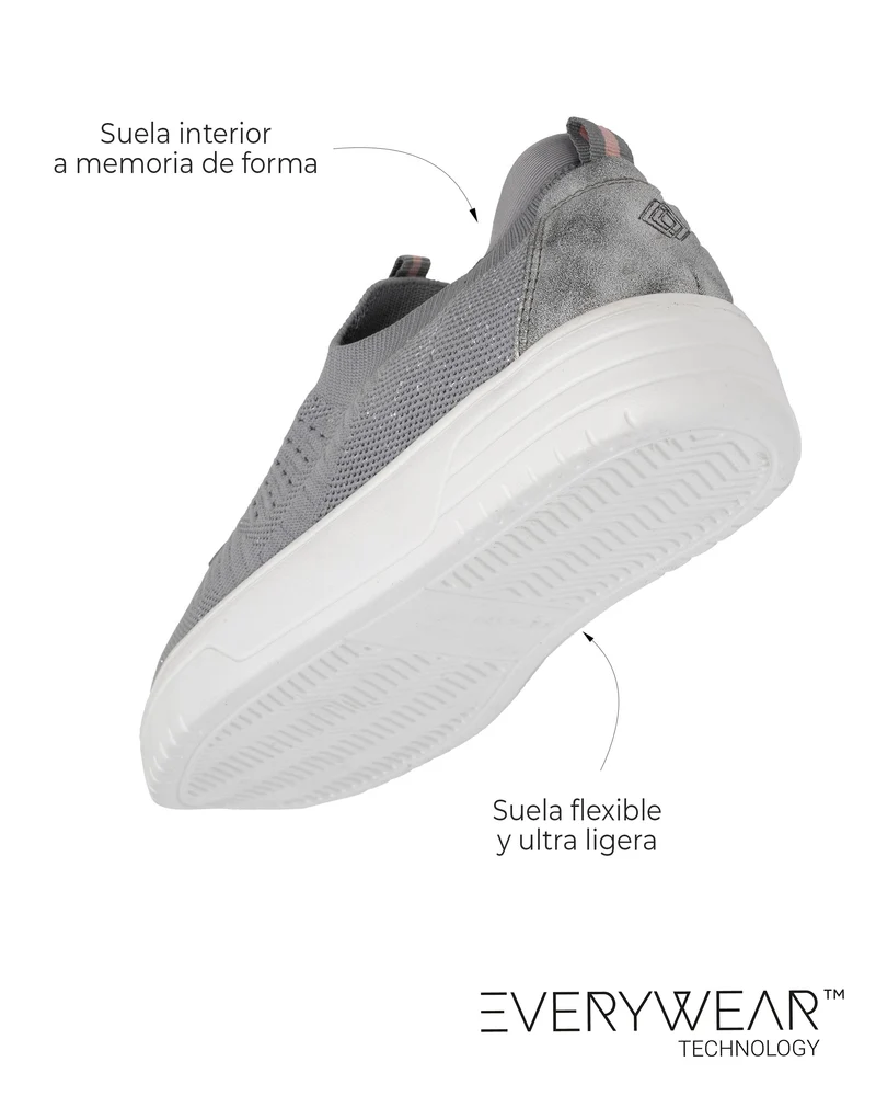 Baskets Femme slip-on talon plateforme Gris