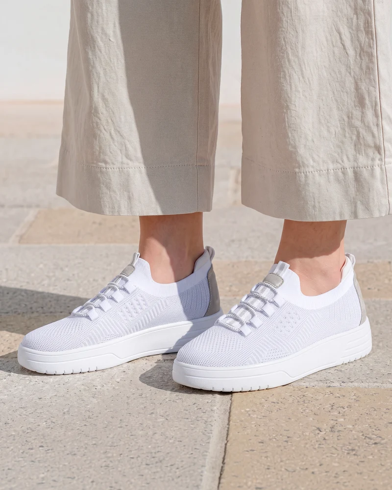 Baskets Femme slip-on talon plateforme Blanc