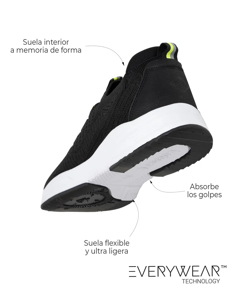 Basket Confort Homme slip-on Noir/jaune
