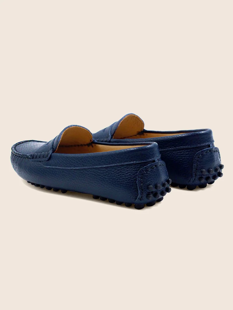 Mocassins cuir grainé bleu