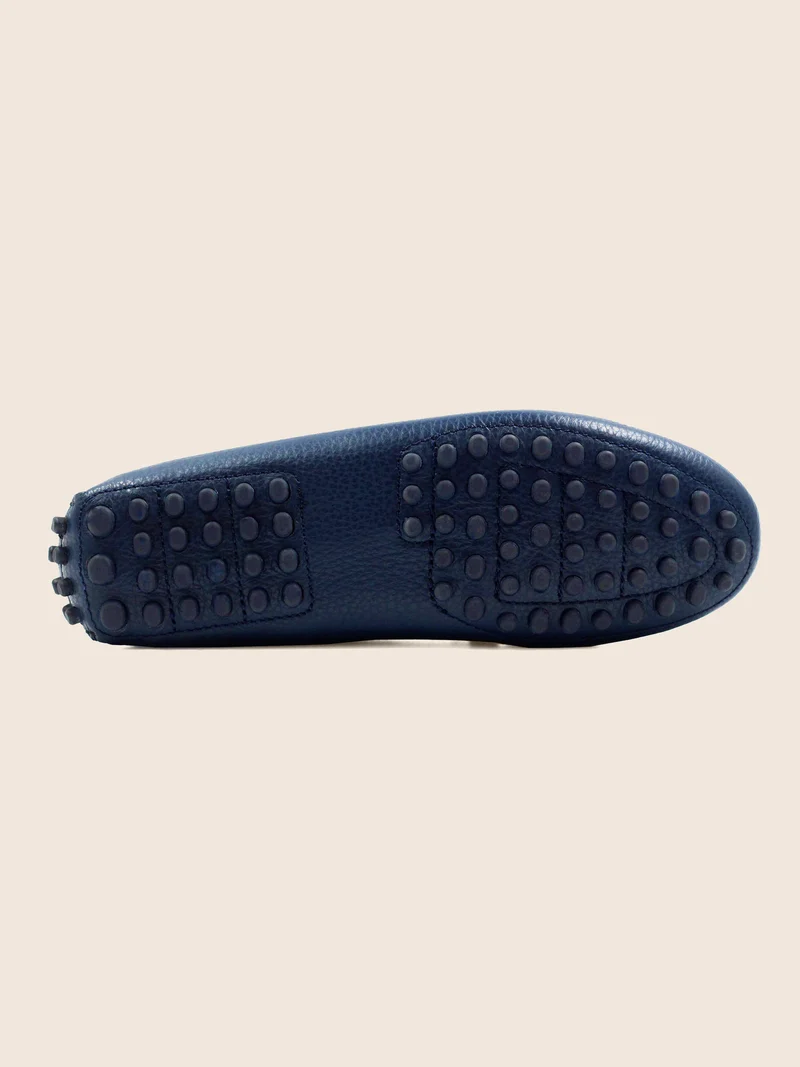 Mocassins cuir grainé bleu