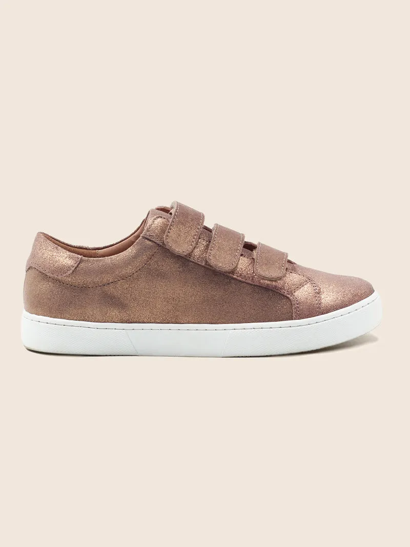 Baskets scratch cuir métallisé bronze