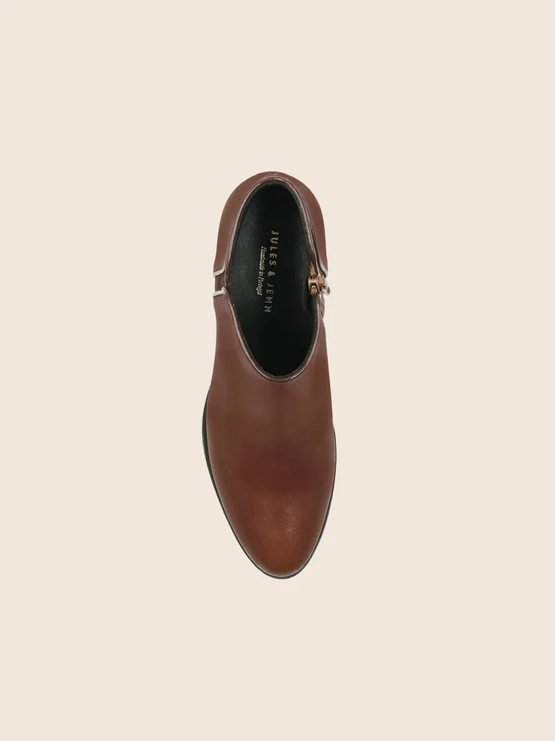 Bottines moyen talon cuir camel