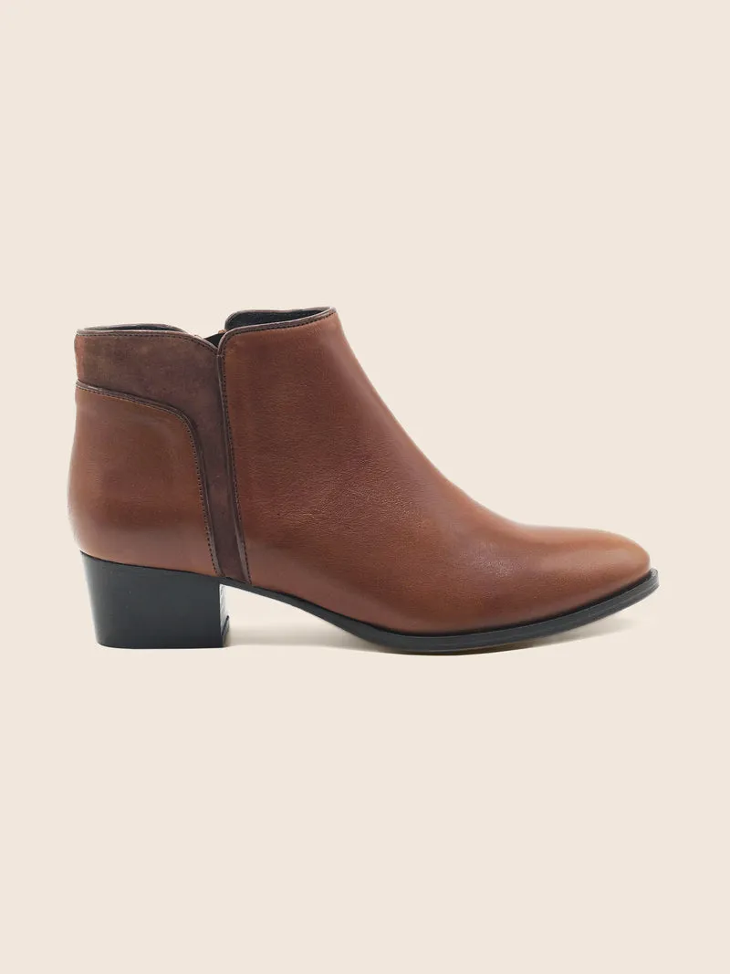 Bottines moyen talon cuir camel