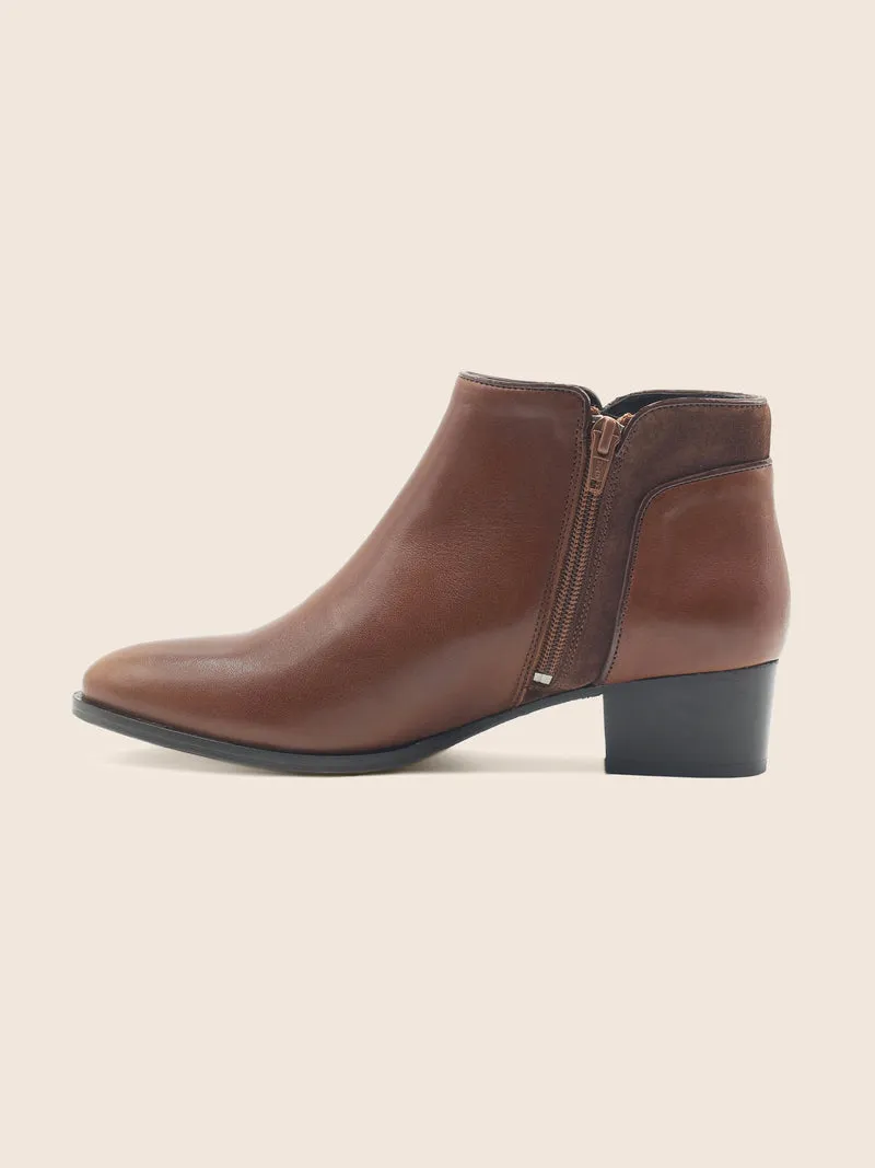 Bottines moyen talon cuir camel