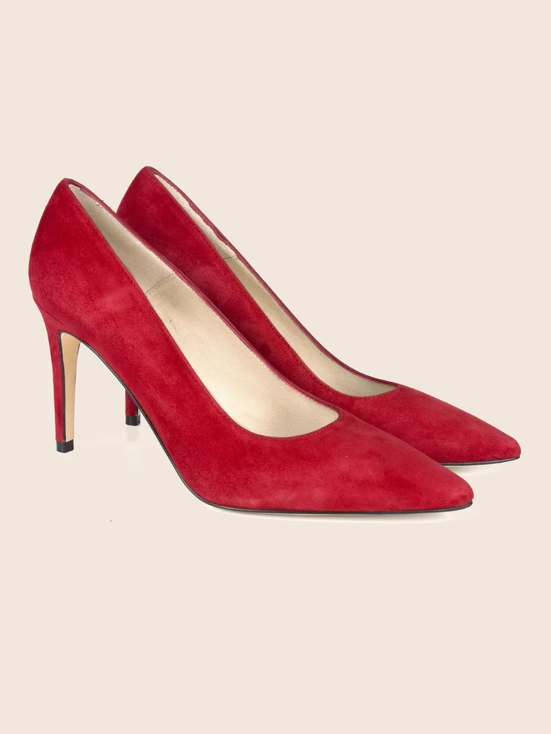 Escarpins cuir daim rouge