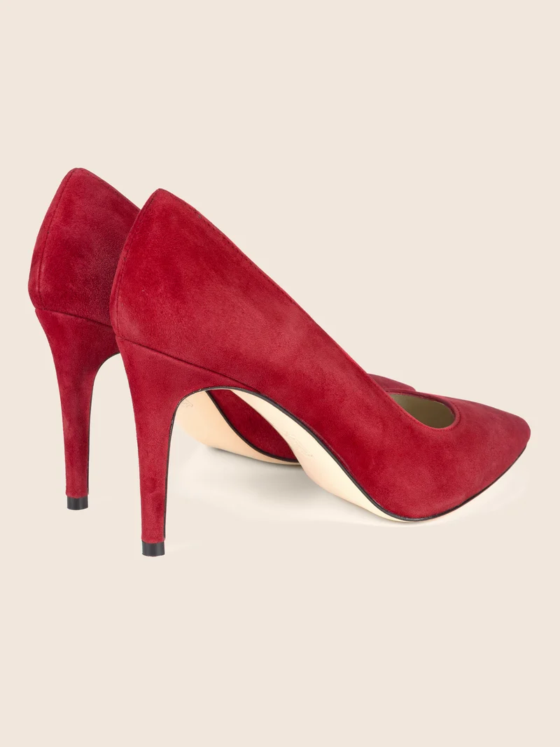 Escarpins cuir daim rouge