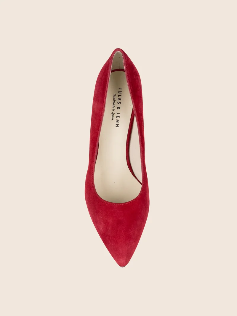 Escarpins cuir daim rouge