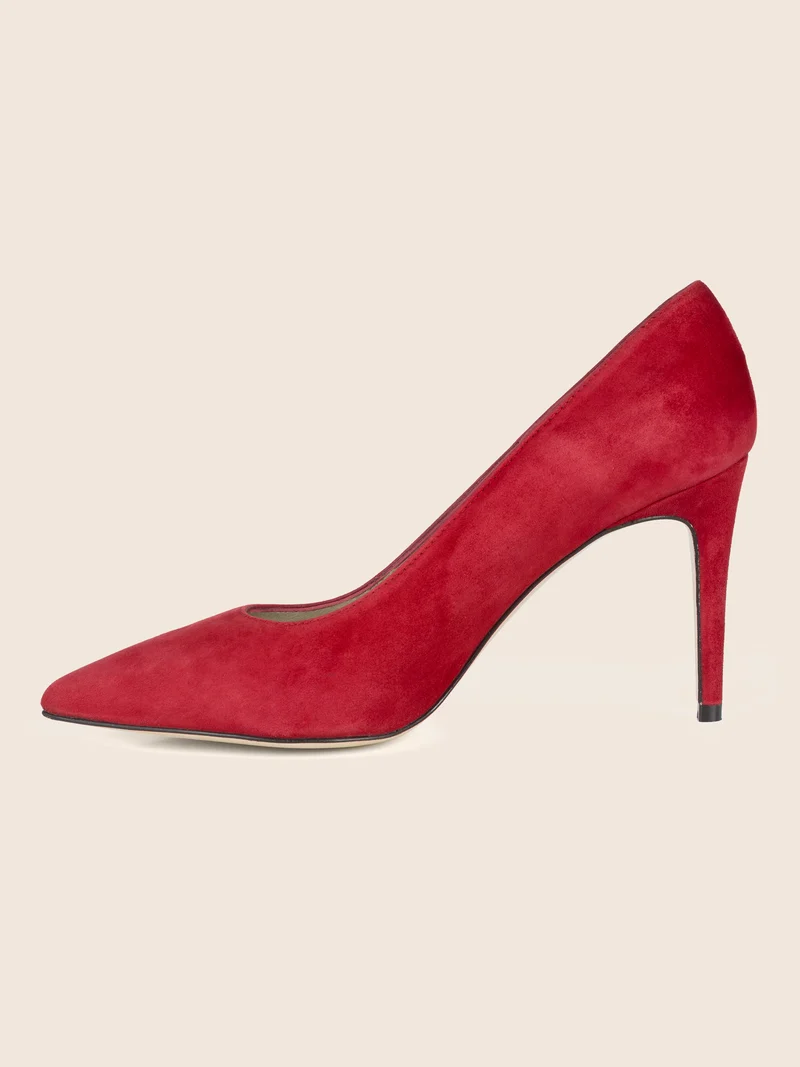 Escarpins cuir daim rouge