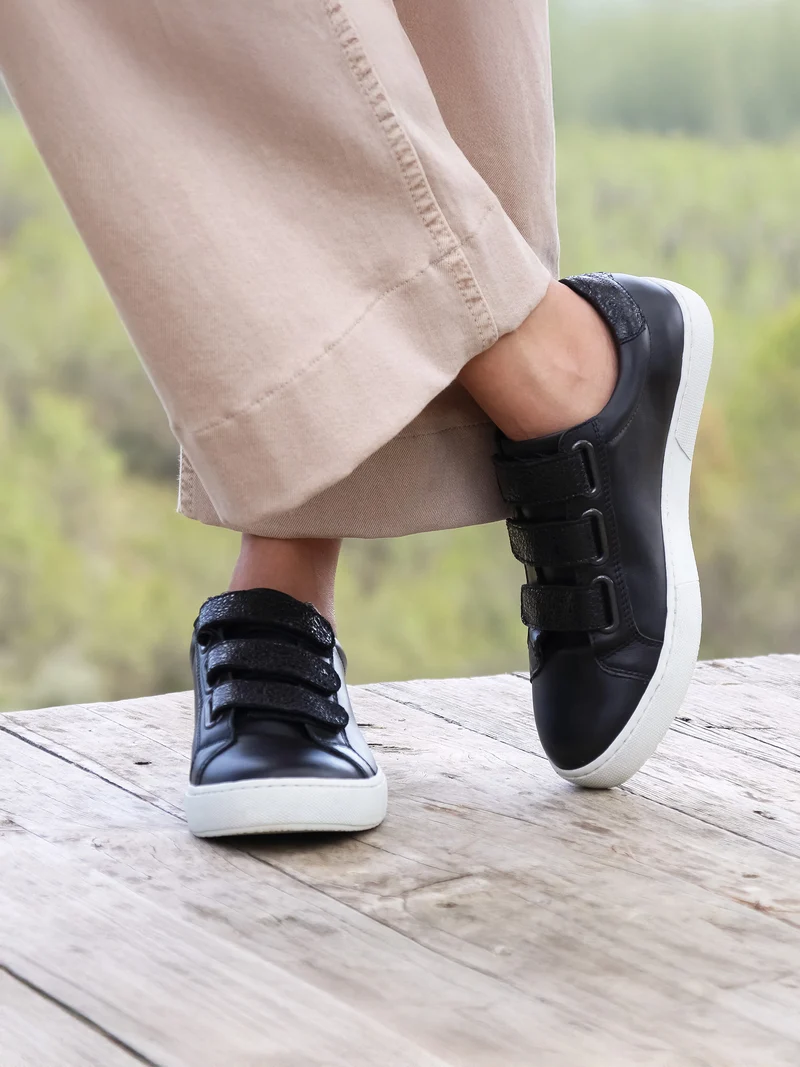Baskets scratch cuir noir