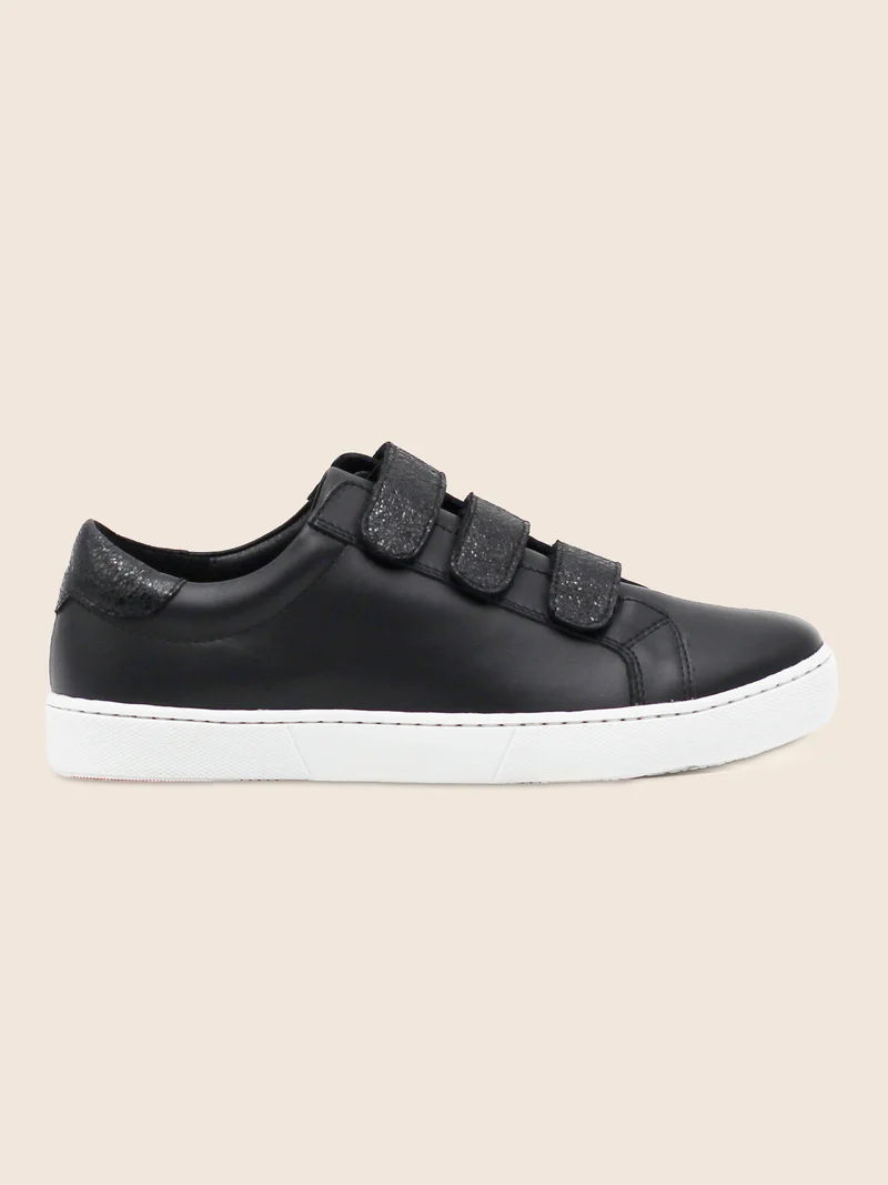 Baskets scratch cuir noir