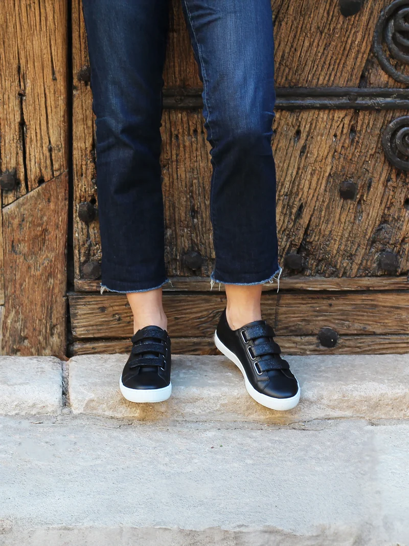 Baskets scratch cuir noir