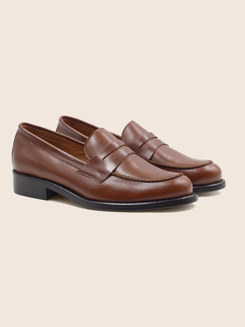 Mocassins cuir camel