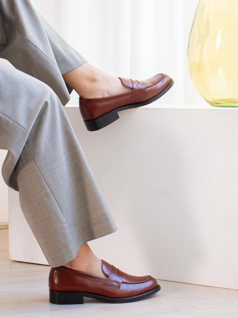 Mocassins cuir camel