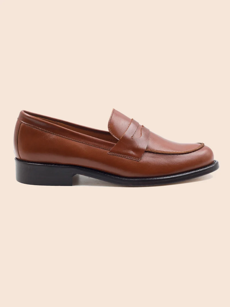 Mocassins cuir camel