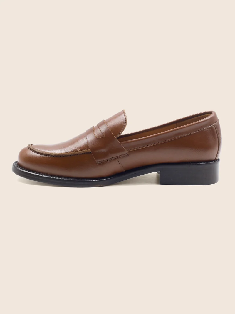 Mocassins cuir camel