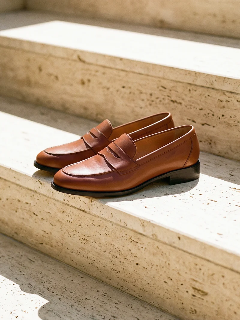 Mocassins cuir camel
