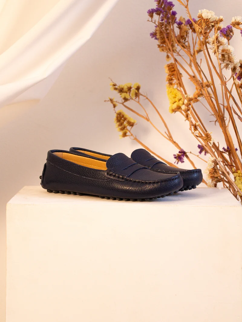 Mocassins cuir grainé noir