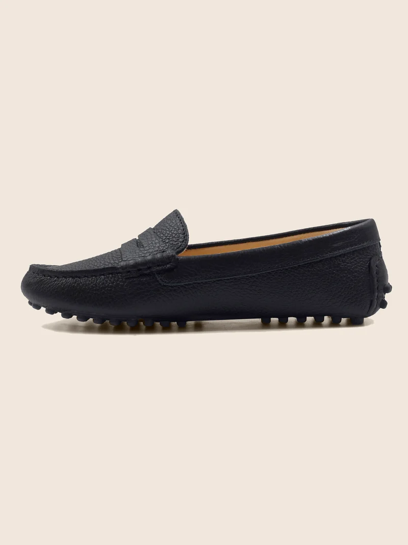 Mocassins cuir grainé noir