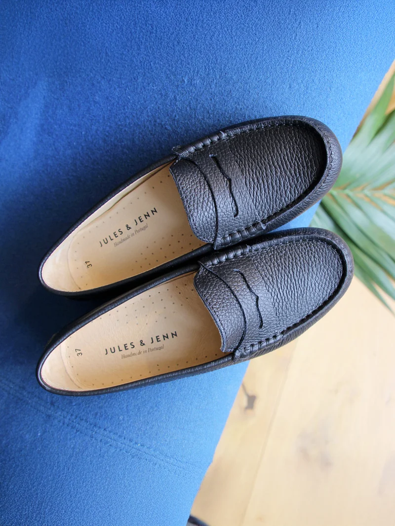 Mocassins cuir grainé noir