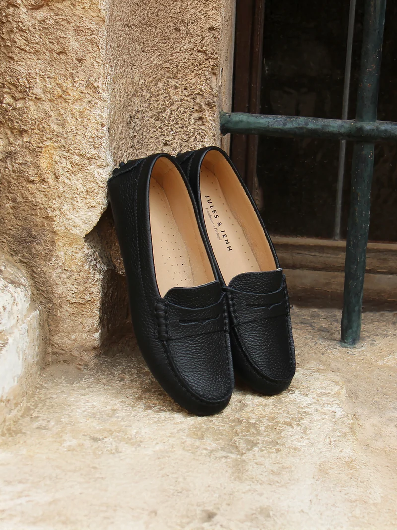 Mocassins cuir grainé noir