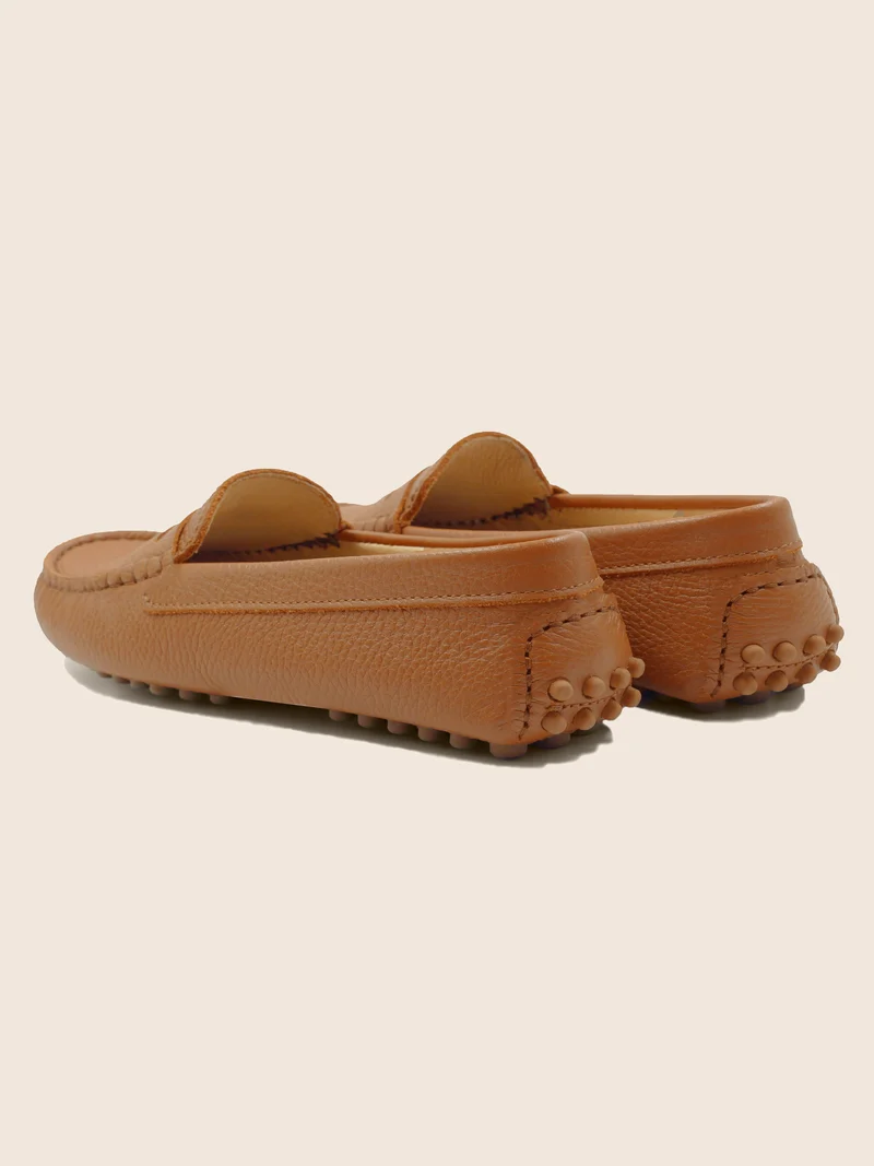 Mocassins cuir grainé camel