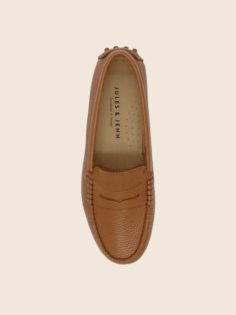 Mocassins cuir grainé camel